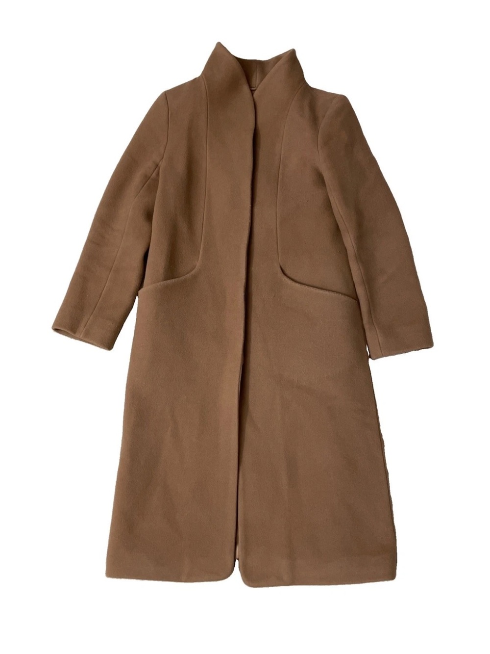 Aritzia Wilfred THE COCOON COAT Italian Virgin Wool-Cashmere Women's M Tan Brown